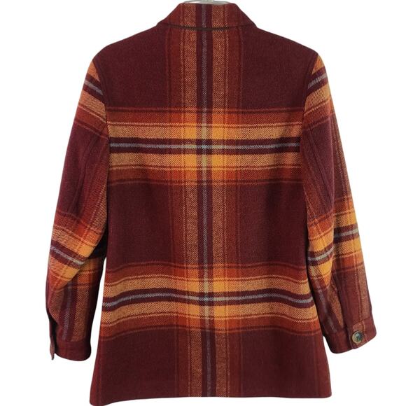 Coldwater Creek Wool Blend Lined Plaid Orange Pale Blue Jacket Blazer Coat Small - Picture 3 of 4